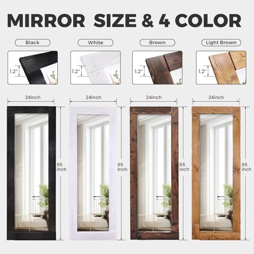65x24in Full Length Mirror, Solid Wood Convex Frame, Black - color: Black-convex Frame, size: 65"L x 24"W