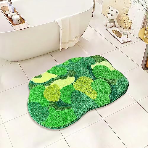 Grass Green Moss Bath Mat for Bathroom Cute Moss Kitchen Rug Non Slip Shaggy Kids Bedroom Decor Home Entryway Door Mat 31.5''x23.6'' - color: Green Moss Rug