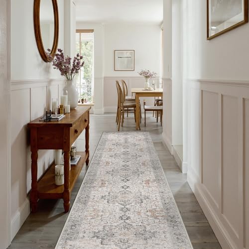 GENIMO 2'6"x9' Washable Runner Rug Non Slip for Hallway, Light Taupe Brown - color: Light Taupe Brown, size: 2'6" x 9' (Runner)
