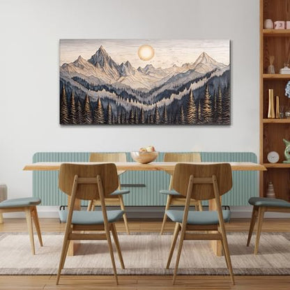 MHARTK66 Rustic Pine Tree Mountain Framed Canvas Wall Art for Bedroom,40x20 - color: Abstract Mountain, size: 40"L x 20"W