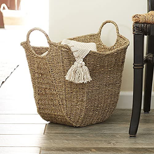 Household Essentials Seagrass Woven Storage Basket with Handles, Natural - color: Natural Seagrass