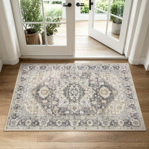 Collive 3'x5' Boho Washable Front Indoor Large Entryway Area Rug - color: Taupe/Multi, size: 36" x 59"