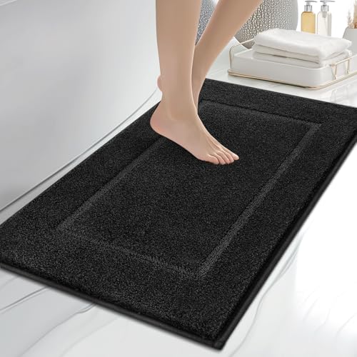 anllugs Bathroom Rugs, 20" x 30" Soft Bath Rugs, Black - color: Black, size: 20" X 30"