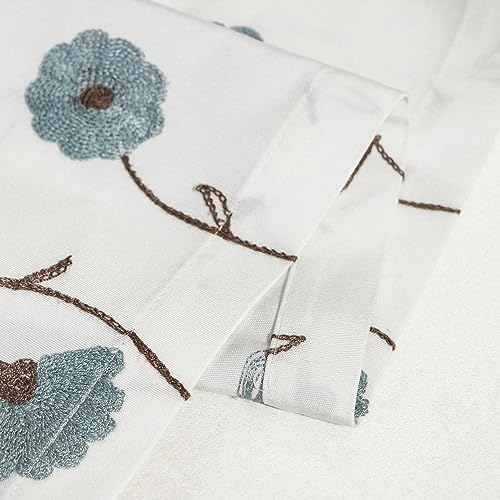 VOGOL Linen Textured Window Valance, Blue Flower Pattern, 42 x 18, 1 Panel - color: Blue, size: 42"W x 18"L (Pack of 1)
