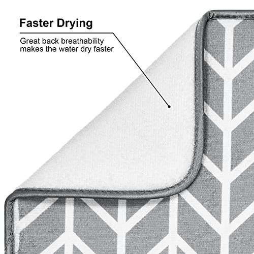 Dish Drying Mat for Kitchen Counter,Machine Washable Matt(Branch) - color: Gray Branches 2P