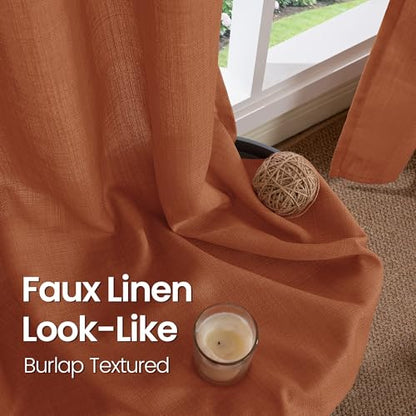 BGment Terracotta Linen Curtains 63 Inch Length for Living Room - 2 Panels - color: Terracotta, size: 52"W x 63"L (Pack of 2)