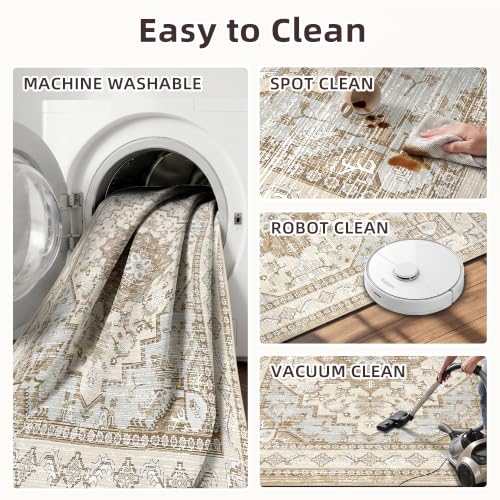 Area Rugs Small 2x3 Washable Non-Slip Boho Indoor Carpets, Beige Tan - color: Beige Tan, size: 2' x 3' (Rectangular)