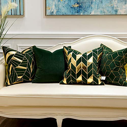 Avigers Throw Pillow Cover 18 x 18 Inch, Green Gold, Velvet, Hidden Zipper - color: Green,gold, size: 18" x 18" (Pack of 1)