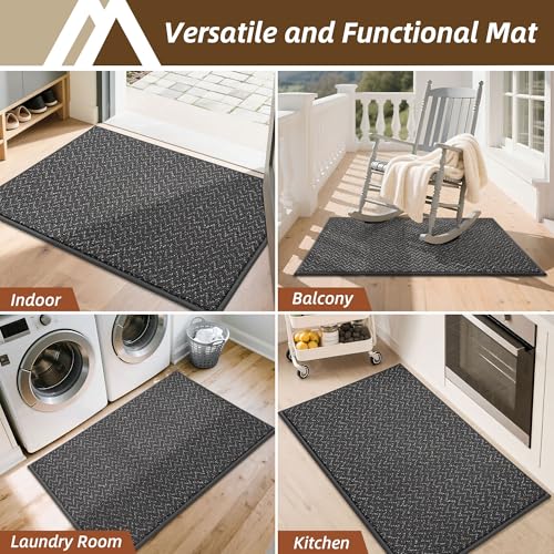 COSY HOMEER Dirt Trapper Door Mat 20"x32" Non Slip Washable Dark Grey - color: Dark Grey, size: 20" x 32"