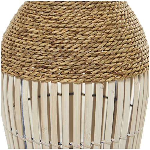 Deco 79 Seagrass Handmade Decorative Vase Wrapped Tall Floor Centerpiece Vase with Open Framed Cream Bamboo Center, Vase for Home Decoration 10" x 10" x 25", Brown - size: 10" x 10" x 25"