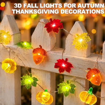 20LED/6.56Ft 3D Fall Lights Pumpkin Thanksgiving Fall Decorations for Home