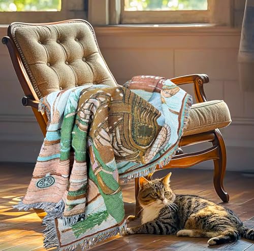 Go Fishing Camping Woven Tapestry Throw Blanket 50 X 60 Inches - color: Camping