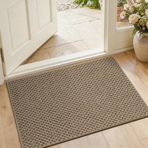 Dirt Trapper Door Mat 20"x 32", Non Slip Washable Doormat, Beige - color: Beige, size: 20" x 32"