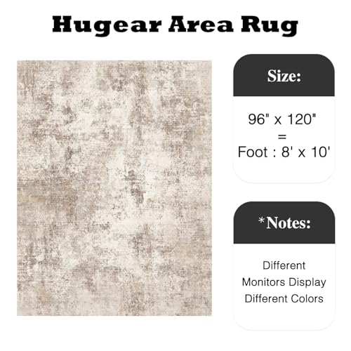 HUGEAR 8x10 Brown Abstract Washable Area Rug for Living Room - color: Brown, size: 8' x 10' (Rectangular)