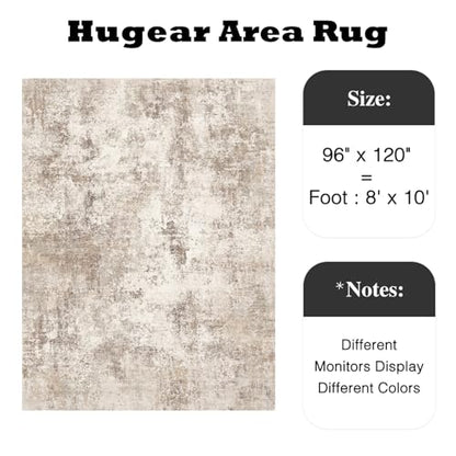 HUGEAR 8x10 Brown Abstract Washable Area Rug for Living Room - color: Brown, size: 8' x 10' (Rectangular)