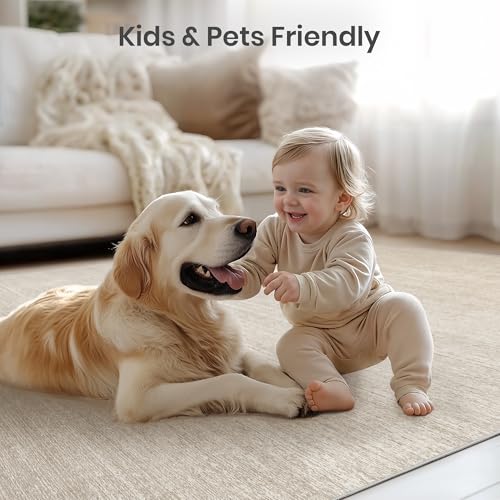 Valenrug 7x9 Area Rug Non Slip, Washable Area Rugs for Living Room, Beige - color: 01-beige, size: 7' x 9' (Rectangular)