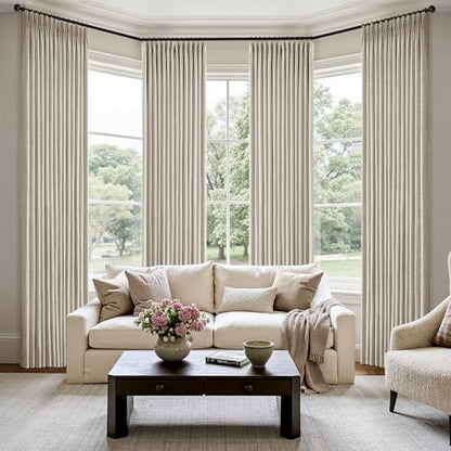 MIULEE Pinch Pleated Linen Curtains 40x84 Inch Burlywood Birch 4 Panels Set - color: Burlywood Birch, size: 40"W x 84"L (Pack of 4)