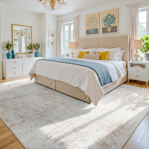 10x14 Area Rug for Living Room Bedroom: Non-Slip Modern Beige White - color: Beige/White, size: 10' x 14' (Rectangular)
