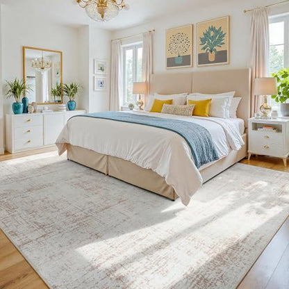 10x14 Area Rug for Living Room Bedroom: Non-Slip Modern Beige White - color: Beige/White, size: 10' x 14' (Rectangular)