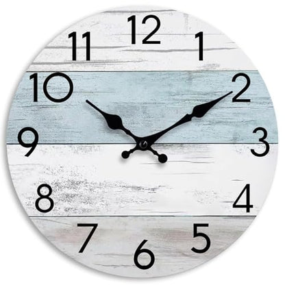 KECYET 8 Inch Wall Clock, Silent Battery Operated Analog Clock, Blue White - color: A_blue