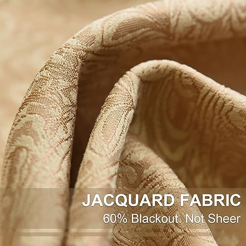 VOGOL Simple Chenille Jacquard Blackout Window Elegance Curtains/Drapes/Panels/Treatments for Bedroom Living Room, 60 x 106, Top Grommets (2 Panels) - color: Coffee-curtain, size: 60"W x 106"L (Pack of 2)