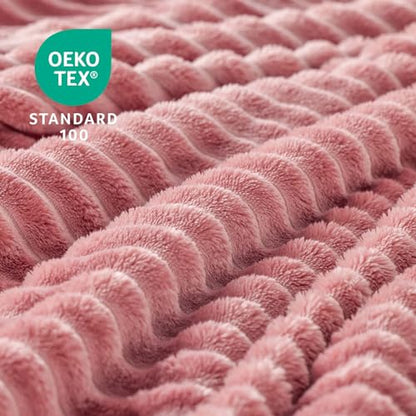 BEDELITE 3D Ribbed Jacquard Pink Fleece Twin Blanket for Couch, 60x80 Inch - color: Dusty Pink, size: Twin(60"x80")