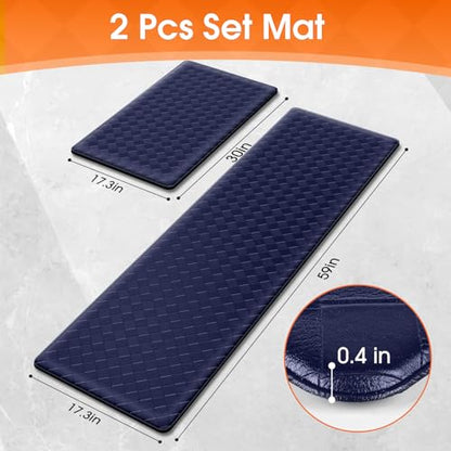 TranquilRelax 2-Piece Kitchen Mats, Cushioned Non-Slip Floor Mats, Blue - color: Blue, size: 2-Piece | 30"+59" | Standard
