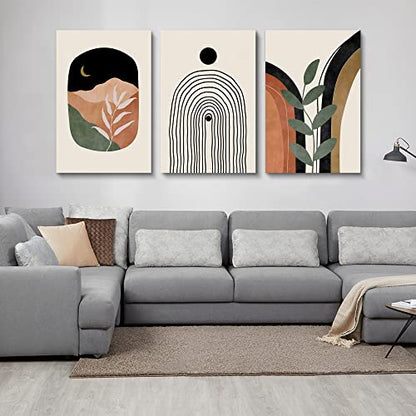 Boho Wall Art Set of 3, Mid Century Modern Canvas Wall Painting, Neutral Abstract Geometric Prints for Bedroom, Bathroom, Living Room, Office - color: Boho Prints-2, size: 20x30inchx3pcs