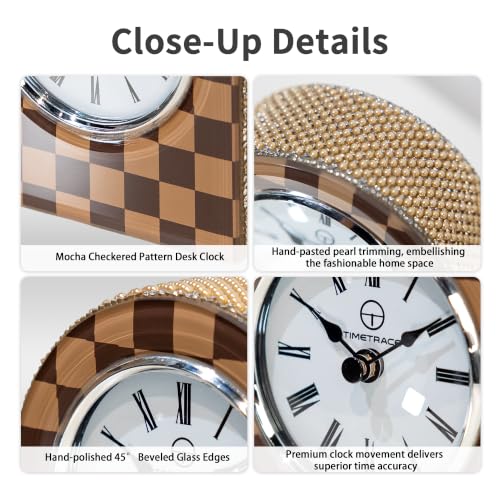 Mini Arched Checkerboard Glass Clock - color: Mocha