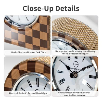 Mini Arched Checkerboard Glass Clock - color: Mocha