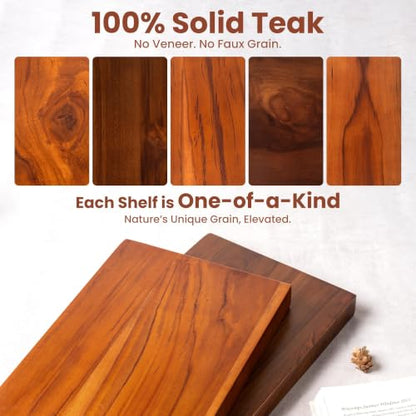 40 Inch Teak Floating Shelves Set of 1, Wall Mounted Shelves - color: Natural Teak, size: 40"L, 1-Pack