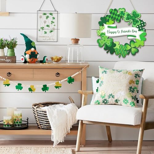 Wood Wreath for Front Door Porch Window Wall Hanging Decor (Green) - style: Green