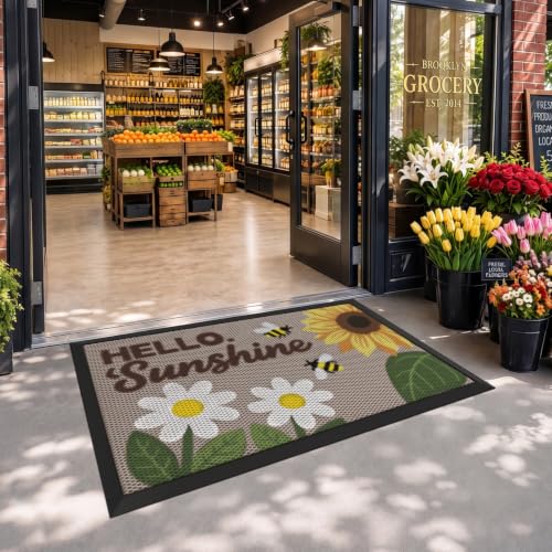 LUMI Outside Welcome Door Mat 36x59, Non-Slip Durable Rubber Easy Clean - color: Sunshine, size: 36"x59"