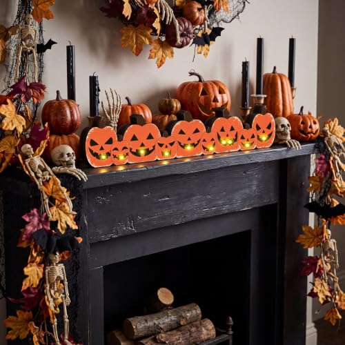 Yousoontic Halloween Pumpkin Decor Indoor, Wood JackoLantern Table Sign - style: Spooky Pumpkin