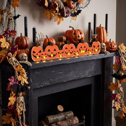 Yousoontic Halloween Pumpkin Decor Indoor, Wood JackoLantern Table Sign - style: Spooky Pumpkin