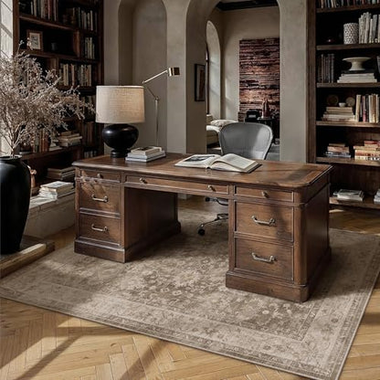 HUGEAR 6x9 Taupe Retro Distressed Washable Area Rug for Living Room - color: A| Taupe, size: 6' x 9' (Rectangular)