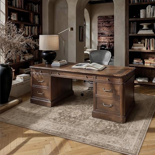 HUGEAR 6x9 Taupe Retro Distressed Washable Area Rug for Living Room - color: A| Taupe, size: 6' x 9' (Rectangular)