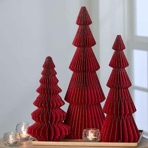 Your Heart's Content Set of 3 Red Honeycomb Paper Trees (Large Set 3 Red) - color: Large Set 3 Red