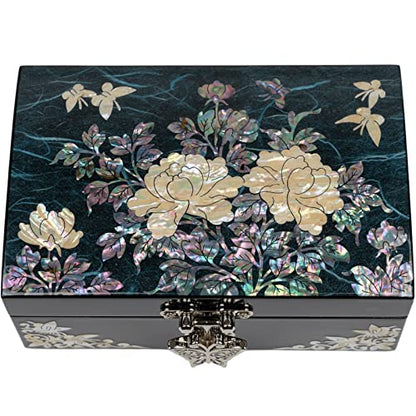 February Mountain Mother of Pearl Small Jewelry Box - Birthday gifts for women Gifts for friends female Gift ideas Mother's day Graduation Christmas Retirement Anniversary - color: Dark Turquoise
