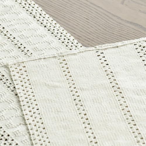 Artoid Mode Beige Woven Farmhouse Hollow Table Runner 12x72 Inch - color: Beige, size: 12" x 72", Table Runner