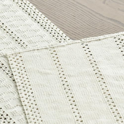 Artoid Mode Beige Woven Farmhouse Hollow Table Runner 12x72 Inch - color: Beige, size: 12" x 72", Table Runner