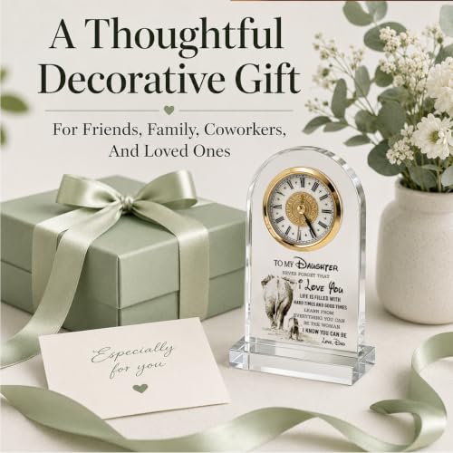 WKYAER Father Daughter Gifts Acrylic Desk Clock, Elephant Sketch Keepsake, Dad to Daughter Inspirational Quote Decor, Birthday Graduation Present, 4.3 x 7.8 in - color: Gift 14
