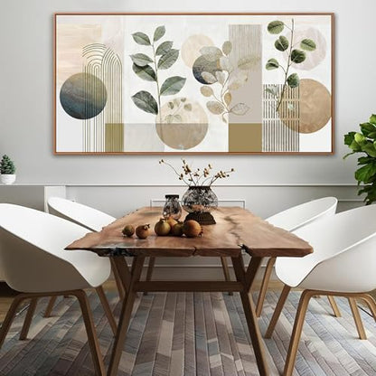 Large Framed Boho Green Botanical Wall Art For Living Room 29 X 58 In - color: green white, size: 58"L x 29"W