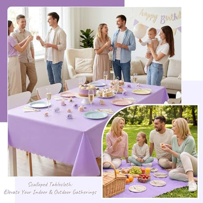 NatNarr 3 Pack Light Purple Tablecloths, Plastic Lavender Table Cloths - color: Light Purple, size: 3 Pack