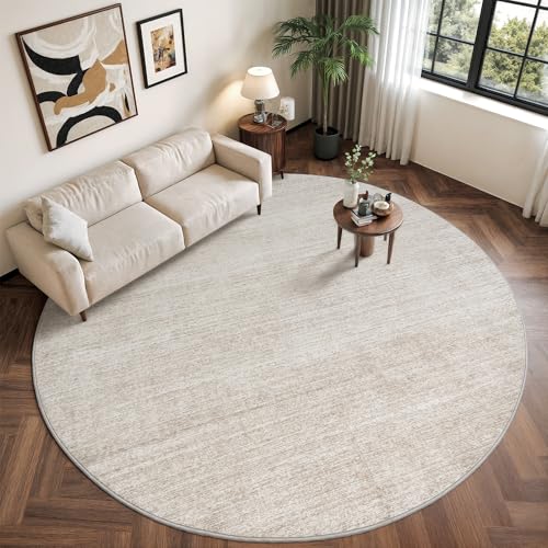 Valenrug Round Rugs 6ft, Circle Washable Area Rugs for Living Room, Beige - color: 01-beige, size: 6' (Round)