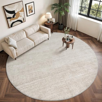 Valenrug Round Rugs 6ft, Circle Washable Area Rugs for Living Room, Beige - color: 01-beige, size: 6' (Round)