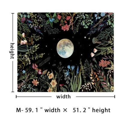 Amhokhui Moonlit Garden Tapestry Floral Flower Tapestry - size: 59.1"L x 51.2"W