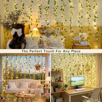 JMEXSUSS Vines with Fairy Lights for Bedroom, 300 LED Ivy Curtain Lights - color: Ivy, size: 9.8ft x 9.8ft - 300 LED