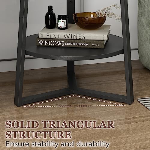Gadroad Round End Table with Storage Shelf, Black - color: Black, size: 15.7"D x 15.7"W x 23"H (no Charging Station)