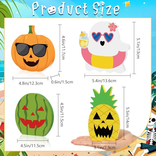 Kathfly 4 Piece Halloween Tray Decor, Spooky Wooden Fruit Accents - style: Tropical Fruit